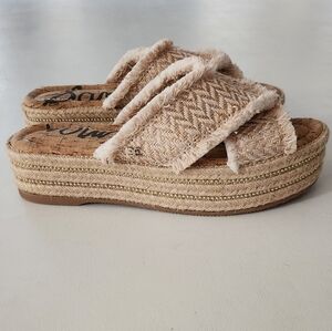 Sam Edelman Ashlynn Sand Women's Woven Platform Espadrille Sandal